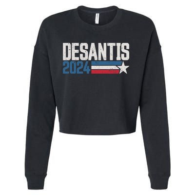 Desantis 2024 For President Vintage Distressed Desantis 2024 Cropped Pullover Crew