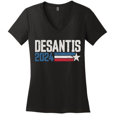 Desantis 2024 For President Vintage Distressed Desantis 2024 Women's V-Neck T-Shirt