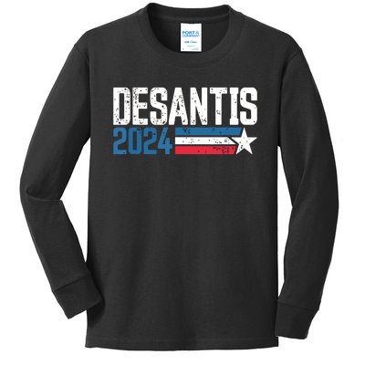 Desantis 2024 For President Vintage Distressed Desantis 2024 Kids Long Sleeve Shirt