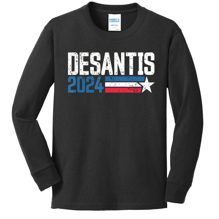 Desantis 2024 For President Vintage Distressed Desantis 2024 Kids Long Sleeve Shirt