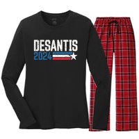 Desantis 2024 for President Vintage Distressed Desantis 2024 Women's Long Sleeve Flannel Pajama Set 