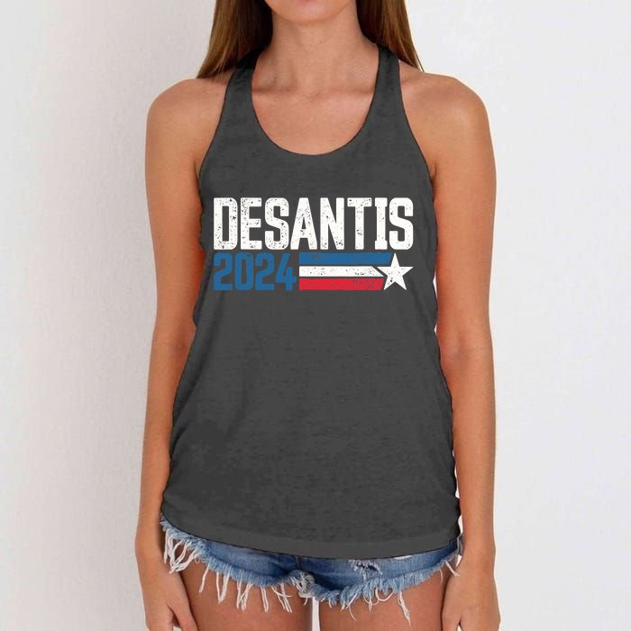 Desantis 2024 for President Vintage Distressed Desantis 2024 Women's Knotted Racerback Tank