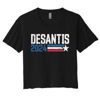 Desantis 2024 for President Vintage Distressed Desantis 2024 Women's Crop Top Tee