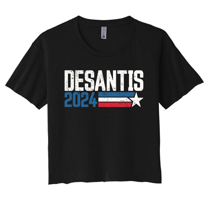 Desantis 2024 for President Vintage Distressed Desantis 2024 Women's Crop Top Tee