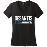 Desantis 2024 for President Vintage Distressed Desantis 2024 Women's V-Neck T-Shirt