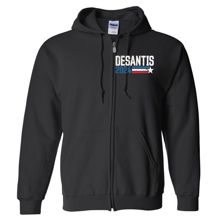 Desantis 2024 for President Vintage Distressed Desantis 2024 Full Zip Hoodie