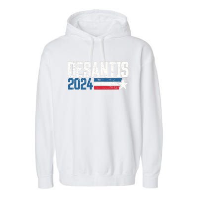 Desantis 2024 for President Vintage Distressed Desantis 2024 Garment-Dyed Fleece Hoodie