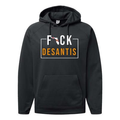 Desantis 2024 Florida Flag Anti Ron Desantis 2024 Sucks Performance Fleece Hoodie