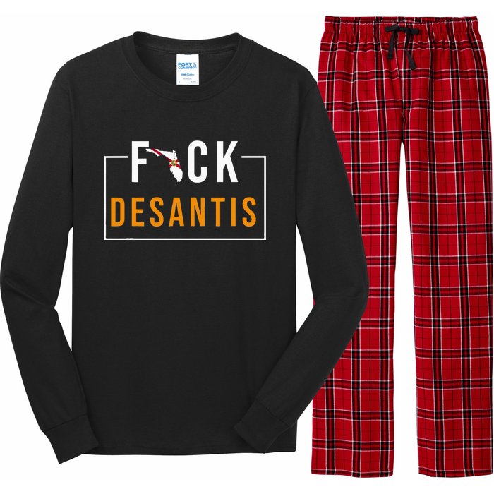 Desantis 2024 Florida Flag Anti Ron Desantis 2024 Sucks Long Sleeve Pajama Set