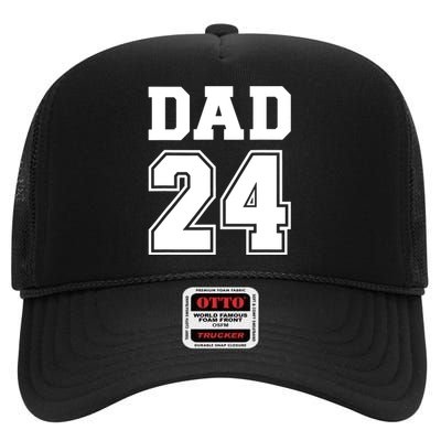 Dad 2024 For New Daddy To Be High Crown Mesh Back Trucker Hat