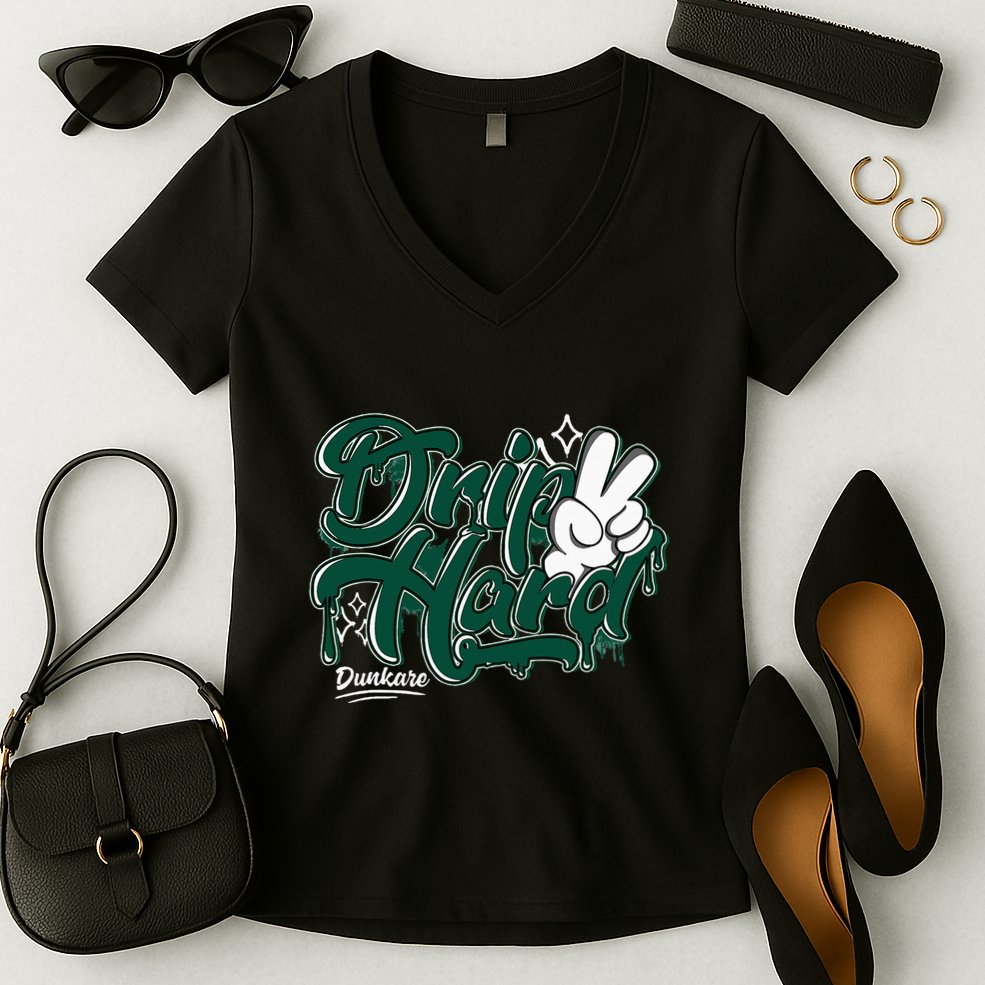 Drip 2 Hard Oxidized Green 4s Matching Women's V-Neck T-Shirt