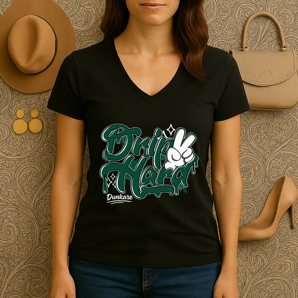 Drip 2 Hard Oxidized Green 4s Matching Women's V-Neck T-Shirt