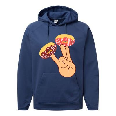 Donut 2 In The Pink 1 In The Stink Funny Dirty Joke Doughnut Performance Fleece Hoodie