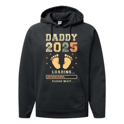 Daddy 2025 Loading Baby Announcement Expecting Dad To Be Performance Fleece Hoodie