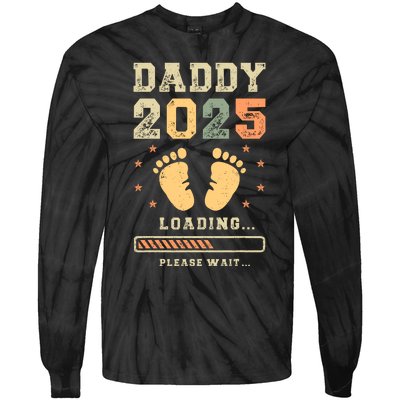 Daddy 2025 Loading Baby Announcement Expecting Dad To Be Tie-Dye Long Sleeve Shirt