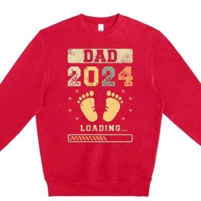 Dad 2024 Loading Fatherhood Future Dad Premium Crewneck Sweatshirt