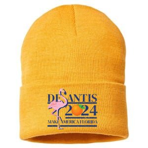 DeSantis 2024 Make America Florida Flamingo Election Gift Sustainable Knit Beanie