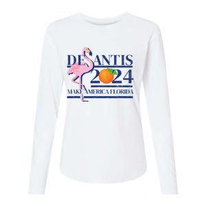 DeSantis 2024 Make America Florida Flamingo Election Gift Womens Cotton Relaxed Long Sleeve T-Shirt