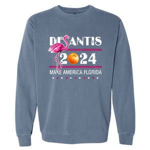 DeSantis 2024 Make America Florida Flamingo Election Garment-Dyed Sweatshirt