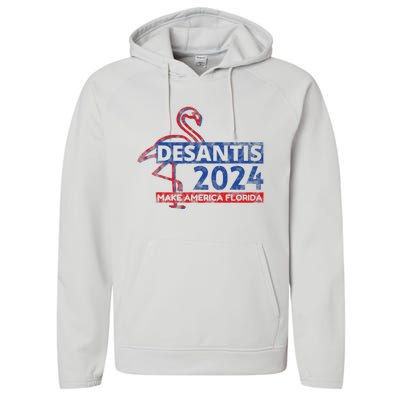 DESANTIS 2024, Make America Florida, American Flamingo Performance Fleece Hoodie