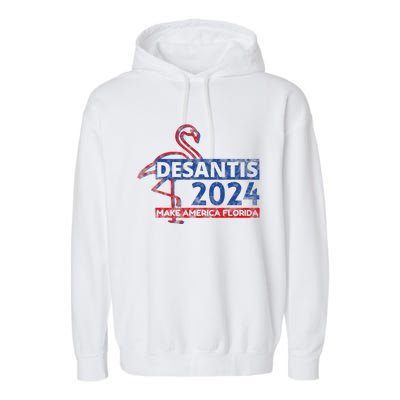 DESANTIS 2024, Make America Florida, American Flamingo Garment-Dyed Fleece Hoodie