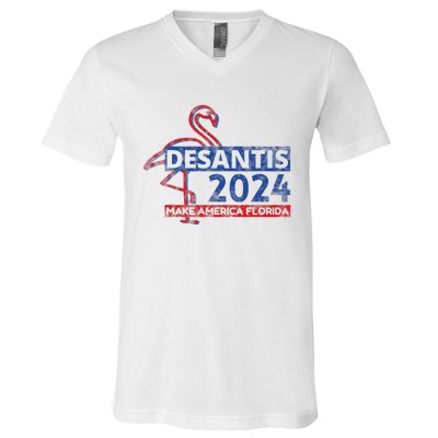 DESANTIS 2024, Make America Florida, American Flamingo V-Neck T-Shirt