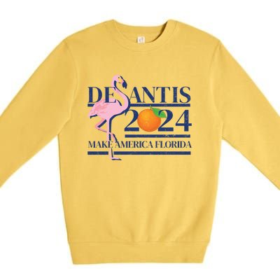 Desantis 2024 Make America Florida Flamingo Election Cute Gift Premium Crewneck Sweatshirt