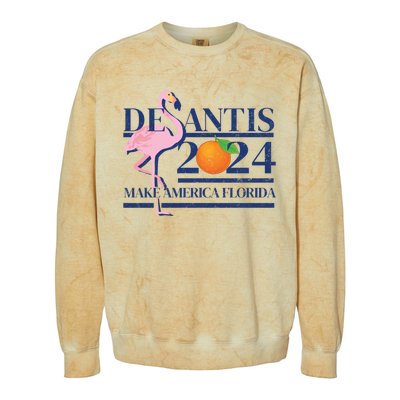 Desantis 2024 Make America Florida Flamingo Election Cute Gift Colorblast Crewneck Sweatshirt