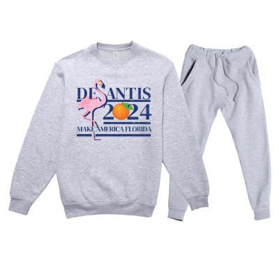 Desantis 2024 Make America Florida Flamingo Election Cute Gift Premium Crewneck Sweatsuit Set