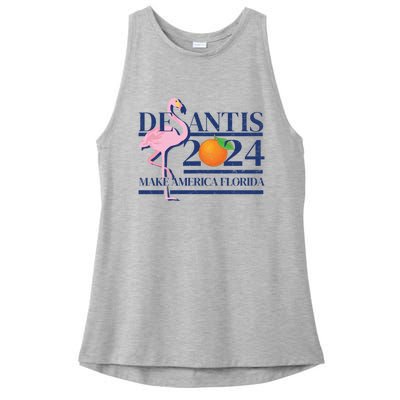 Desantis 2024 Make America Florida Flamingo Election Cute Gift Ladies PosiCharge Tri-Blend Wicking Tank