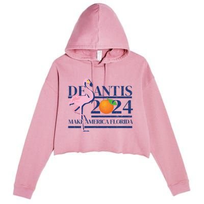 Desantis 2024 Make America Florida Flamingo Election Cute Gift Crop Fleece Hoodie