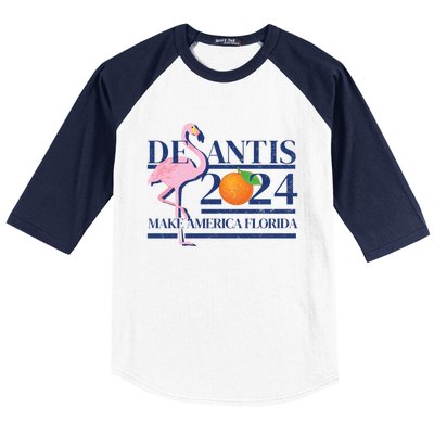 Desantis 2024 Make America Florida Flamingo Election Cute Gift Baseball Sleeve Shirt