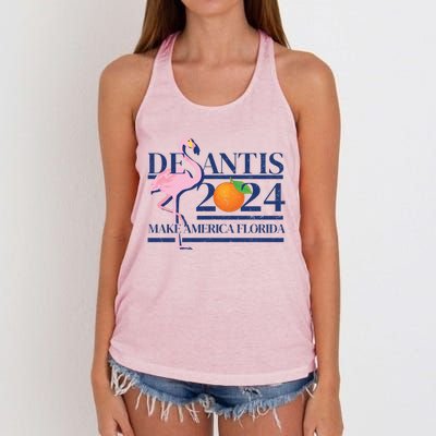 Desantis 2024 Make America Florida Flamingo Election Cute Gift Women's Knotted Racerback Tank