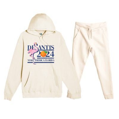 Desantis 2024 Make America Florida Flamingo Election Cute Gift Premium Hooded Sweatsuit Set