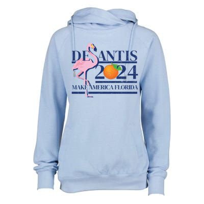 Desantis 2024 Make America Florida Flamingo Election Cute Gift Womens Funnel Neck Pullover Hood