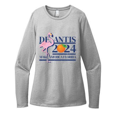 Desantis 2024 Make America Florida Flamingo Election Cute Gift Womens CVC Long Sleeve Shirt