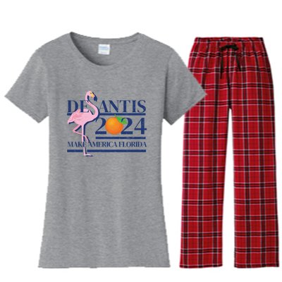 Desantis 2024 Make America Florida Flamingo Election Cute Gift Women's Flannel Pajama Set