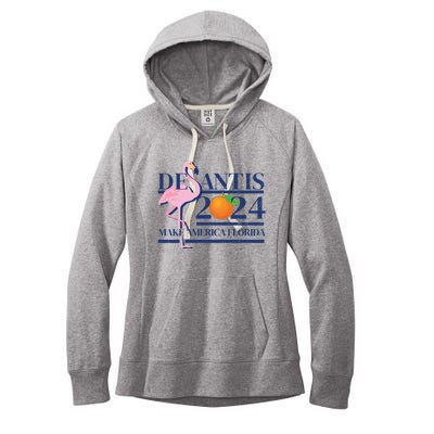 Desantis 2024 Make America Florida Flamingo Election Cute Gift Women's Fleece Hoodie