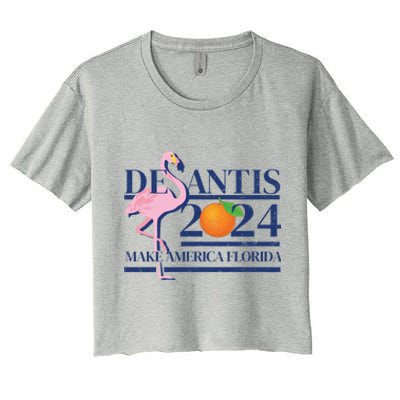 Desantis 2024 Make America Florida Flamingo Election Cute Gift Women's Crop Top Tee