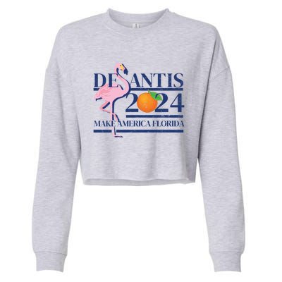 Desantis 2024 Make America Florida Flamingo Election Cute Gift Cropped Pullover Crew