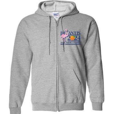 Desantis 2024 Make America Florida Flamingo Election Cute Gift Full Zip Hoodie