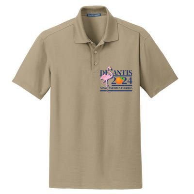 Desantis 2024 Make America Florida Flamingo Election Cute Gift Dry Zone Grid Polo