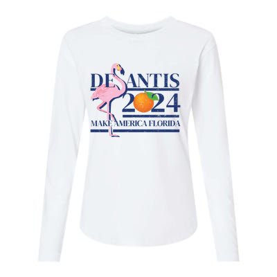 Desantis 2024 Make America Florida Flamingo Election Cute Gift Womens Cotton Relaxed Long Sleeve T-Shirt