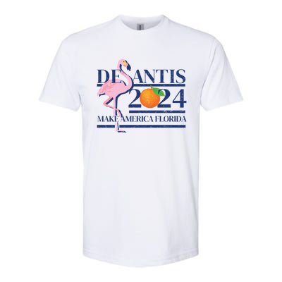 Desantis 2024 Make America Florida Flamingo Election Cute Gift Softstyle CVC T-Shirt