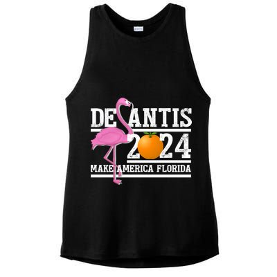 DeSantis 2024 Make America Florida Flamingo Election Ladies PosiCharge Tri-Blend Wicking Tank
