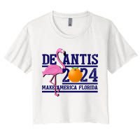 DeSantis 2024 Make America Florida Flamingo Election Women's Crop Top Tee