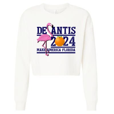 DeSantis 2024 Make America Florida Flamingo Election Cropped Pullover Crew