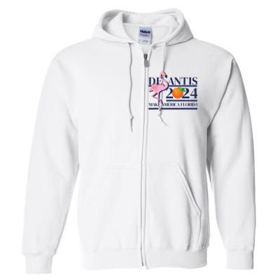 DeSantis 2024 Make America Florida Flamingo Election Full Zip Hoodie