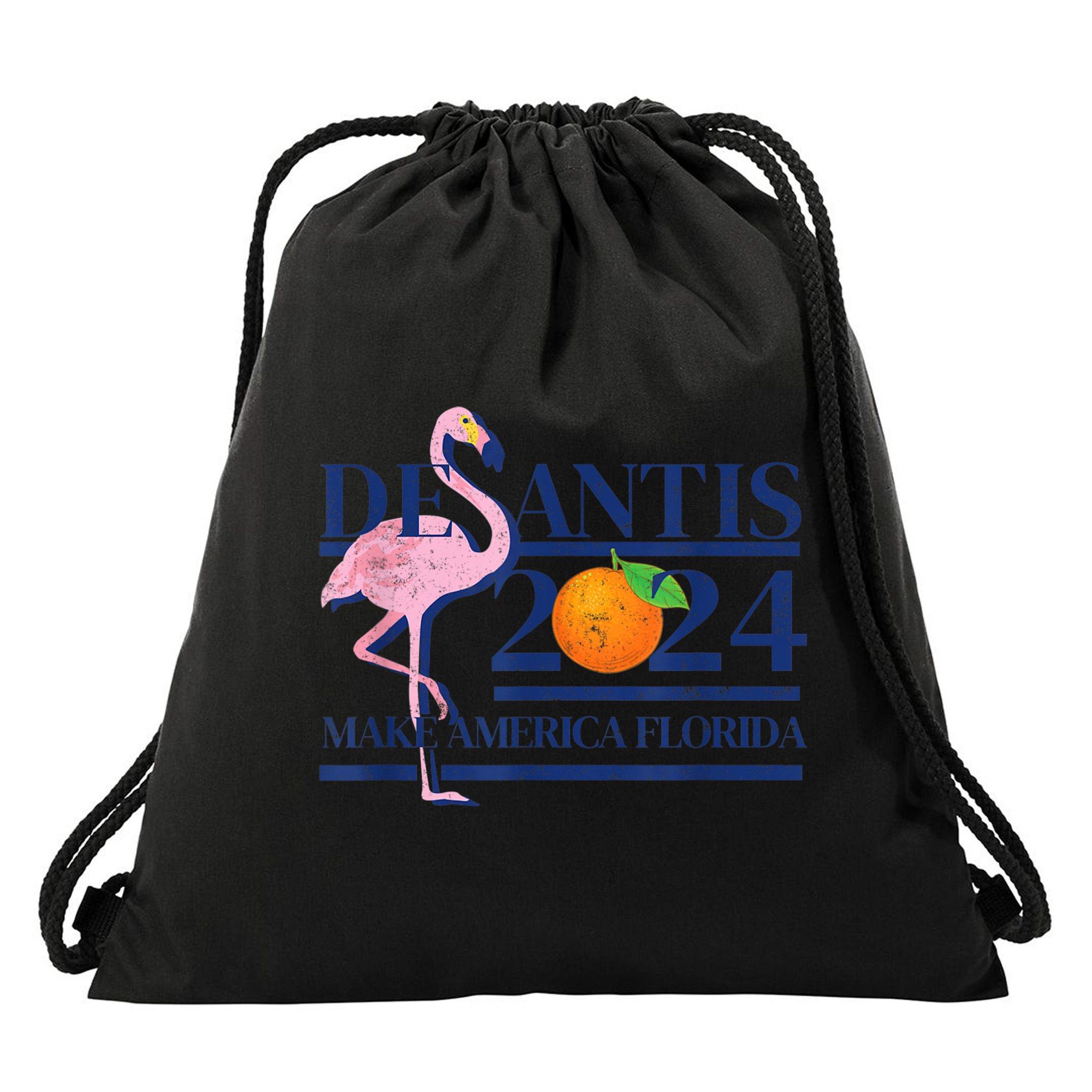 DeSantis 2024 Make America Florida Flamingo Election Drawstring Bag