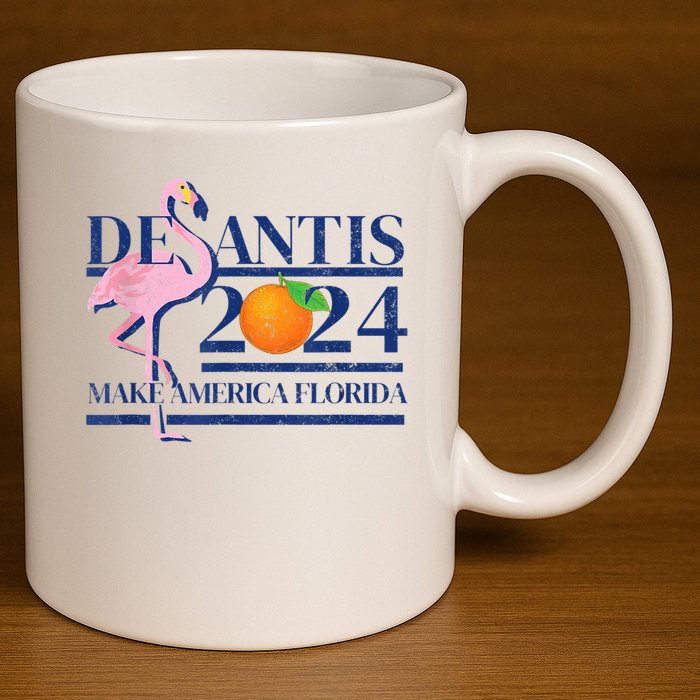 DeSantis 2024 Make America Florida Flamingo Election 11oz C Handle Ceramic Mug